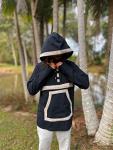 Handmade KINO Organic Hemp and Cotton Mens Hoodie Black, Long sleeves Pockets Handmade Eco friendly Boho Earthy Primitive Ceremony Festival AJJAYA