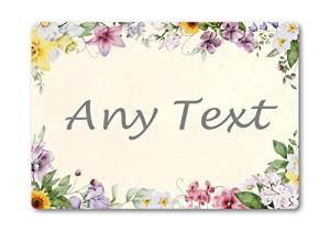 Personalised Any Text Floral Watercolour METAL Sign Plaque. Home Decor Wall Hanging. Indoor Outdoor Use. Garden Sign Greenhouse Welcome (A3 (405mm x 287mm))