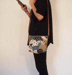 Japanese style Shoulder Zipper Crossbody Bag Shoulder bag, Handmade with Hill pattern and Adjustable strap