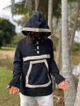 Handmade KINO Organic Hemp and Cotton Mens Hoodie Black, Long sleeves Pockets Handmade Eco friendly Boho Earthy Primitive Ceremony Festival AJJAYA