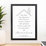 Beecreative PERSONALISED New Home Gifts for Couple - Unique Gift Idea for House Warming Presents - Custom Print with Couples and Family Names - New Adventures and New Memories Keepsake