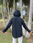 Handmade KINO Organic Hemp and Cotton Mens Hoodie Black, Long sleeves Pockets Handmade Eco friendly Boho Earthy Primitive Ceremony Festival AJJAYA