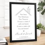 Beecreative PERSONALISED New Home Gifts for Couple - Unique Gift Idea for House Warming Presents - Custom Print with Couples and Family Names - New Adventures and New Memories Keepsake
