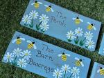 Bees & Daisy Flowers Wooden Summerhouse Sign, Garden Shed Plaque, Personalised, Cottage Garden, Greenhouse, Potting Shed