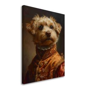 Hungarian Pumi Renaissance Oil Painting Canvas Art Print | Canine Portraiture, Classic Style, Vintage Charm, Dog Lovers Collectible, Home Decor