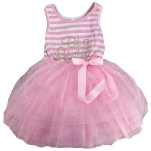 Girls Big Sister Pink Tutu Dress with Bow Detail, Baby Announcement Gift Keepsake Princess Dress (3-4 Years)