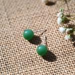 Jade Earrings Studs,8mm Dark Green Jade Earrings for Women,925 Sterling Silver Stud Earrings Jade Jewellery Good Luck Earrings Handmade Gift for Birthday Anniversary