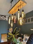 Norwegian Spruce "Rainbow" Chandelier, Energy Efficient LED bulbs, kitchen dining room light (Rainbow bulbs)