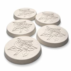 Garden Rose Stepping Stones – Pack of 6 Decorative Concrete Path Pavers (Frost-Proof, Weather-Resistant) – Hand-Cast White Rose Design by FunkyRustics