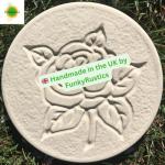 Garden Rose Stepping Stones – Pack of 6 Decorative Concrete Path Pavers (Frost-Proof, Weather-Resistant) – Hand-Cast White Rose Design by FunkyRustics