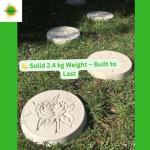 Garden Rose Stepping Stones – Pack of 6 Decorative Concrete Path Pavers (Frost-Proof, Weather-Resistant) – Hand-Cast White Rose Design by FunkyRustics