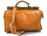 Ladies leather handbag doctor bag handheld shoulder bag medical purse honey made in Italy