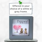 Personalised Engagement Pebble Art Picture - Handmade Engagement Gifts and Presents for Couples, Unique and Beautiful Keepsake Frame to Commemorate Your Fiances Special Day (Love Heart Tree)