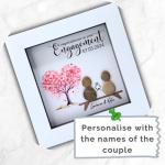 Personalised Engagement Pebble Art Picture - Handmade Engagement Gifts and Presents for Couples, Unique and Beautiful Keepsake Frame to Commemorate Your Fiances Special Day (Love Heart Tree)