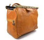 Ladies leather handbag doctor bag handheld shoulder bag medical purse honey made in Italy