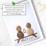 Personalised Engagement Pebble Art Picture - Handmade Engagement Gifts and Presents for Couples, Unique and Beautiful Keepsake Frame to Commemorate Your Fiances Special Day (Love Heart Tree)
