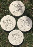 Garden Rose Stepping Stones – Pack of 6 Decorative Concrete Path Pavers (Frost-Proof, Weather-Resistant) – Hand-Cast White Rose Design by FunkyRustics