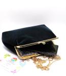 Navy Blue/Dark Blue velvet handbag with a quality cotton floral lining, wedding clutch, occasional clutch with gold shoulder strap,HANDMADE IN THE UK/FREE DELIVERY