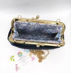 Navy Blue/Dark Blue velvet handbag with a quality cotton floral lining, wedding clutch, occasional clutch with gold shoulder strap,HANDMADE IN THE UK/FREE DELIVERY