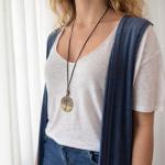 Long Dandelion Necklace for Women with Black Cord – Boho Pendant Necklace Handmade – Nature Inspired Jewellery Gift for Her – ASTER ALHELÍ