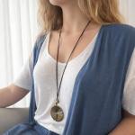 Long Dandelion Necklace for Women with Black Cord – Boho Pendant Necklace Handmade – Nature Inspired Jewellery Gift for Her – ASTER ALHELÍ