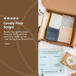 the Natural Spa Face Wash Bar Sampler Box, Includes 4 Handcrafted Vegan Face Soap Bars, Unique Beauty Gifts Sets for Women, Gift-Ready Skin Care Bars in Letterbox Packaging, Box of 4 15g bars