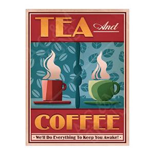 Tea Coffee Sign Metal Plaque For Kitchen Home Bar Pub Man Cave Shed Garden Food Sign Home Decor Ref0220 (10X8 inches (Approx)25cmx20cm)
