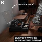 Holme & Hadfield Premium 5-Slot Wooden Watch Display Case – Handcrafted Men’s Watch Box with Accessory Drawer, Hinged Cover, Leather Lining – Birthday Gift for Collectors – Luxury Built to Last