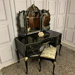 Luxurious Dressing Table High Gloss Black & Gold Olympus Furniture