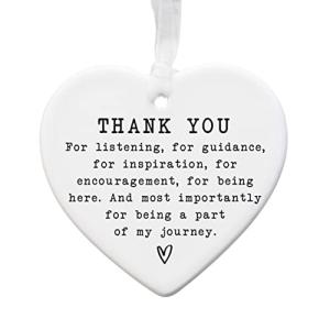 Thank You Ceramic Heart Keepsake – Appreciation Gift – Hanging Ornament with Ribbon – 8cm x 7cm (Thank you 1)