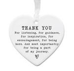 Thank You Ceramic Heart Keepsake – Appreciation Gift – Hanging Ornament with Ribbon – 8cm x 7cm (Thank you 1)
