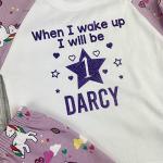 Girls Personalised Birthday Princess Pyjamas, When I Wake Up Birthday Girls Unicorn PJs (4-5 Years)