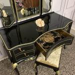 Luxurious Dressing Table High Gloss Black & Gold Olympus Furniture