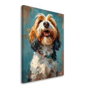 Basset Griffon Vendeen (Grand) Painted Illustration Canvas Art Print - Canine Charm, Dog Lovers' Delight, Vivid Brushwork, Whimsical Decor, Collectible Artistry
