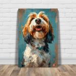 Basset Griffon Vendeen (Grand) Painted Illustration Canvas Art Print - Canine Charm, Dog Lovers' Delight, Vivid Brushwork, Whimsical Decor, Collectible Artistry