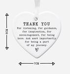 Thank You Ceramic Heart Keepsake – Appreciation Gift – Hanging Ornament with Ribbon – 8cm x 7cm (Thank you 1)