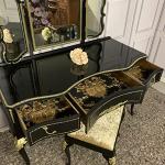 Luxurious Dressing Table High Gloss Black & Gold Olympus Furniture