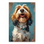 Basset Griffon Vendeen (Grand) Painted Illustration Canvas Art Print - Canine Charm, Dog Lovers' Delight, Vivid Brushwork, Whimsical Decor, Collectible Artistry