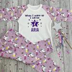Girls Personalised Birthday Princess Pyjamas, When I Wake Up Birthday Girls Unicorn PJs (4-5 Years)