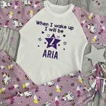 Girls Personalised Birthday Princess Pyjamas, When I Wake Up Birthday Girls Unicorn PJs (4-5 Years)