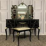 Luxurious Dressing Table High Gloss Black & Gold Olympus Furniture