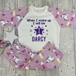 Girls Personalised Birthday Princess Pyjamas, When I Wake Up Birthday Girls Unicorn PJs (4-5 Years)