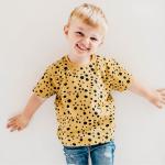 Leopard Dots organic cotton kids t-shirt, Round Neck tshirt for girls, Short sleeve summer clothes for boys, Unisex toddler tshirts (9-12 Months)