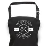 Pomchick Personalised Name Kittchen Apron, 80x63CM, Aprons For Him Dad Man with Pockets, Grilling Cooking Baking BBQ, Mother's Day, Birthday, Christmas Present, Custom Kitchen Bib