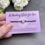 Vilda Jewellery ROSE QUARTZ Wish Bracelet, 'A Healing Wish', Stone Bead and Black Hemp on Printed Card, 12 inches long, Adjustable Unisex, Friendship Anklet, Gift for Women
