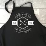 Pomchick Personalised Name Kittchen Apron, 80x63CM, Aprons For Him Dad Man with Pockets, Grilling Cooking Baking BBQ, Mother's Day, Birthday, Christmas Present, Custom Kitchen Bib