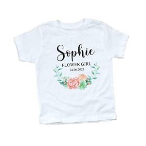 Flower Girl T-Shirt | Wedding Proposal Gift for Kids | Bridal Party Wedding Day Children Girl | Baby Toddler Wedding Top | Pink Design