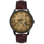 *Rare* Charles Lindbergh & The Spirit of Saint Louis Original Monoplane Commemorative Sketch Art Solid Brass Aviation History Collectible Watch