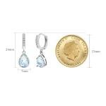 Weviway Silver Aquamarine Drop Earrings, Teardrop Crystal Hoop Dangle, March Birthstone, Blue, Jewellery for Gifts
