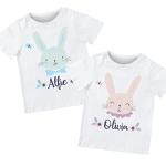 Pomchick | Personalised Easter T-Shirt Kids Custom Name Cute Bunny Boy Girl Spring Tee